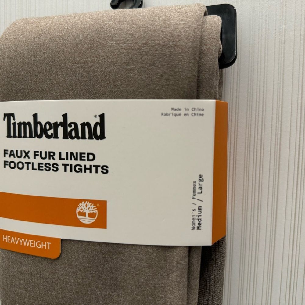 Timberland Faux Fur Lined Footless Tights in Brown
